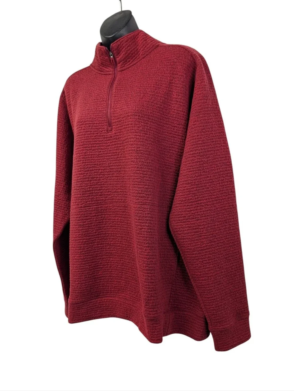 VRST Men’s XL Burgundy Textured Quarter Zip Pullover Sweatshirt NWT